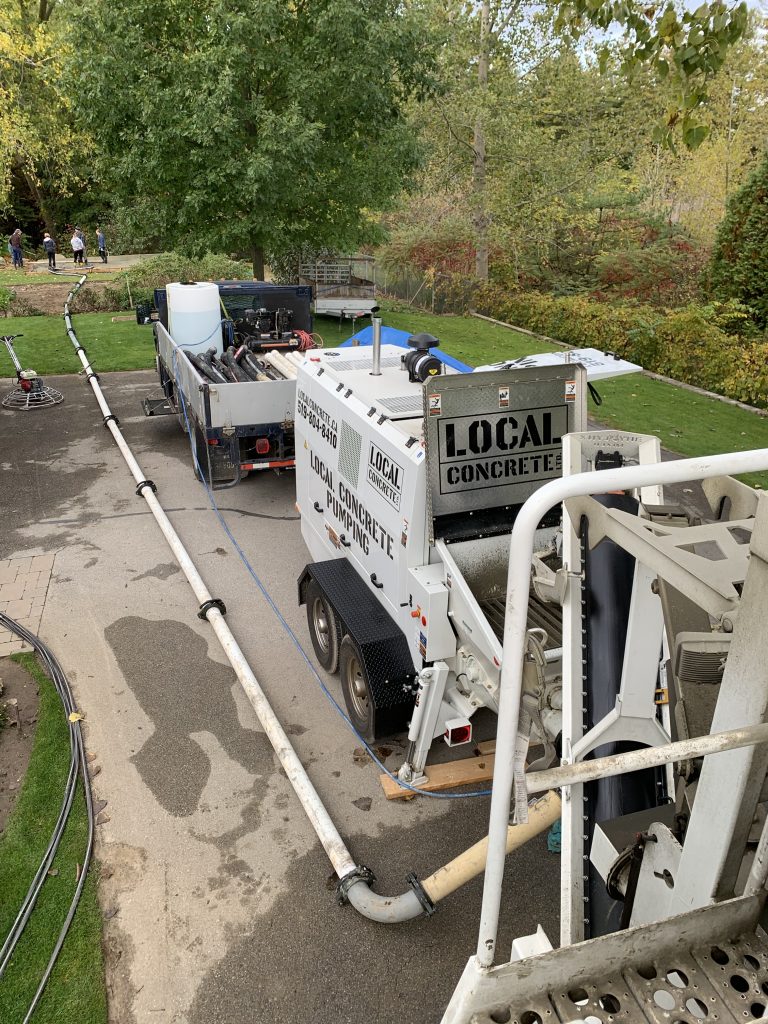 Local Concrete line pumping at a residential site